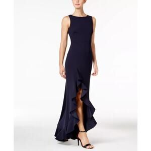 Calvin Klein Dark Blue Maxi Dress with Ruffle Detail